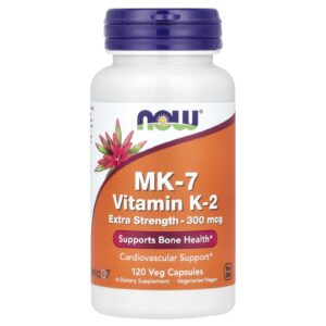 NOW Foods MK-7 Vitamina K-2 300 mcg 120 Cápsulas Vegetais