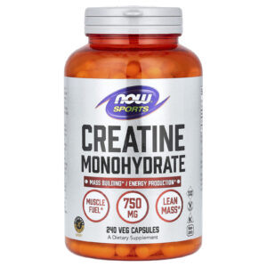 NOW Foods Sports Creatina Mono-hidratada 750 mg 240 Cápsulas Vegetais