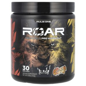 Rule One Proteins Roar Pré-treino Feroz Pêssego e Manga 315 g (1111 oz)