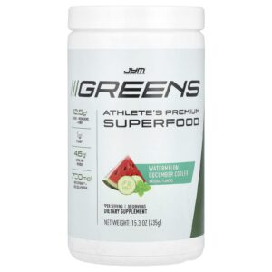 JYM Supplement Science Greens Superalimento Premium para Atletas Refrescância de Pepino e Melancia 435 g (153 oz)