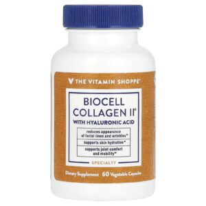 The Vitamin Shoppe Biocell Collagen II com Ácido Hialurônico 60 Cápsulas Vegetais