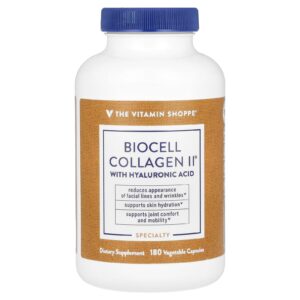 The Vitamin Shoppe BioCell Collagen II com Ácido Hialurônico 180 Cápsulas Vegetais
