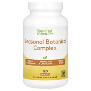 Super Nutrition Complexo Botânico Sazonal com Quercitina Bromelina Vitamina C Cúrcuma e Gengibre 180 Comprimidos