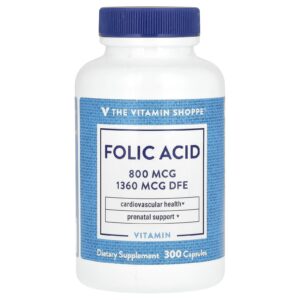 The Vitamin Shoppe Ácido Fólico 800 mcg 300 Cápsulas
