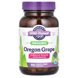 Oregons Wild Harvest Uva do Oregon Orgânica 90 Cápsulas Veganas Orgânicas (380 mg por Cápsula)