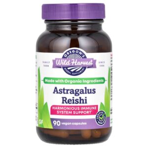 Oregons Wild Harvest Astragalus Reishi 90 Cápsulas Veganas