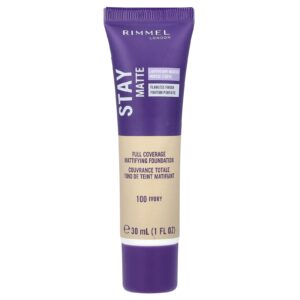 Rimmel London Stay Matte Base Matificante para Cobertura Total 100 Ivory 30 ml (1 fl oz)