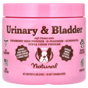 Natural Dog Company Urinário e Bexiga Para Cães Todas as Idades 90 Gomas Mastigáveis Suaves 270 g (95 oz)