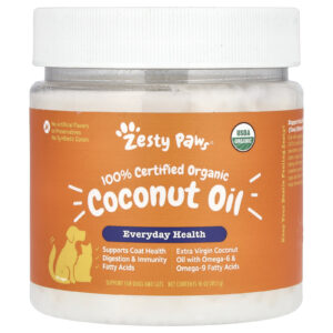 Zesty Paws Óleo de Coco 100% Orgânico Certificado Para Cães e Gatos Todas as Idades 453 g (16 oz)