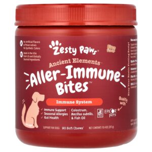 Zesty Paws Ancient Elements Aller-Immune Bites Para Cães Todas as Idades Bisão 90 Cápsulas Mastigáveis 297 g (104 oz)