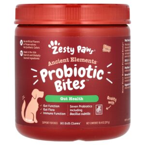 Zesty Paws Ancient Elements Probiotic Bites Para Cães Todas as Idades Bisão 90 Cápsulas Mastigáveis 297 g (104 oz)