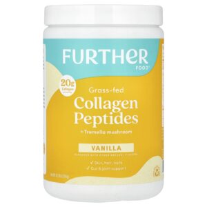 Further Food Peptídeos de Colágeno de Gado Criado no Pasto + Cogumelo Tremella Baunilha 294 g (1037 oz)