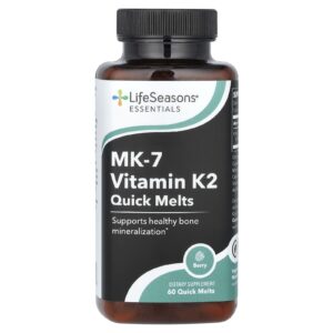 LifeSeasons Essencial Vitamina K2 MK-7 Dissolução Rápida Fruto Silvestre 60 Dissolução Rápida (100 mcg por Dissolução)