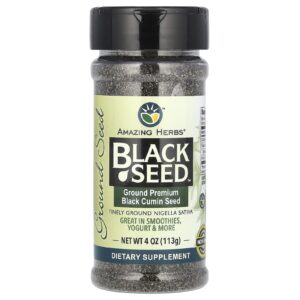 Amazing Herbs Black Seed Semente de Cominho Preto Premium Moído 113 g (4 oz)