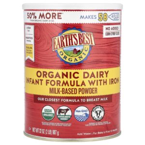 Earths Best Fórmula Infantil de Laticínios Orgânicos com Ferro Para os Primeiros 12 Meses do Bebê 907 g (32 oz)