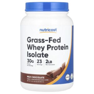 Nutricost Isolado de Proteína Whey Alimentada no Pasto Chocolate ao Leite 907 g (2 lb)