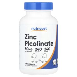 Nutricost Picolinato de Zinco 50 mg 240 Cápsulas