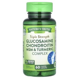 Natures Truth Glicosamina Condroitina MSM e Complexo de Cúrcuma Potência Tripla 60 Cápsulas Revestidas