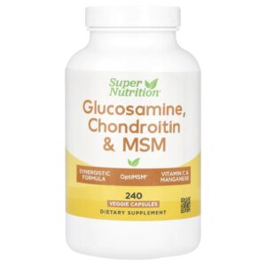 Super Nutrition Glicosamina Condroitina e MSM com Potássio e Vitamina C 240 Cápsulas Vegetais