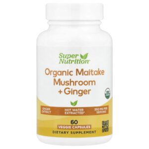 Super Nutrition Cogumelo Maitake Orgânico + Gengibre 60 Cápsulas Vegetais