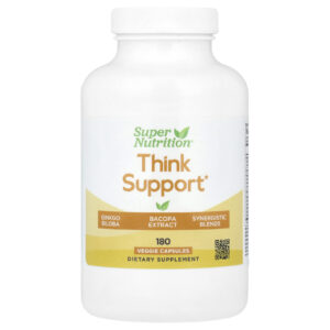 Super Nutrition Think Support com Ginkgo Biloba Escutelária Gotu Kola Bacopa e Enzimas 180 Cápsulas Vegetais