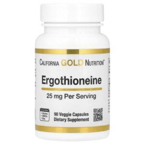 California Gold Nutrition Ergotioneína 25 mg 90 Cápsulas Vegetais