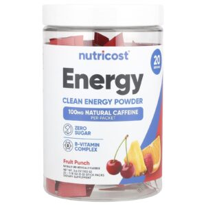 Nutricost Energy Clean Energy em Pó Ponche de Frutas 20 Embalagens 5 g (018 oz) Cada