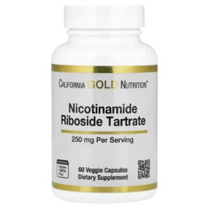 California Gold Nutrition Tartarato de Ribosídeo de Nicotinamida (NR) 250 mg 60 Cápsulas Vegetais