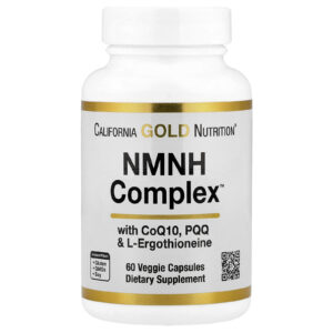 California Gold Nutrition Complexo NMNH com CoQ10 PQQ e L-Ergotioneína 60 Cápsulas Vegetais