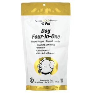 California Gold Nutrition Pet 4 em 1 para Cães 120 Cápsulas Mastigáveis 480 g (1693 oz)
