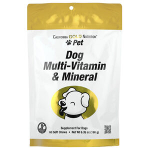 California Gold Nutrition Pet Multivitamínico e Minerais para Cães 60 Cápsulas Mastigáveis 180 g (635 oz)