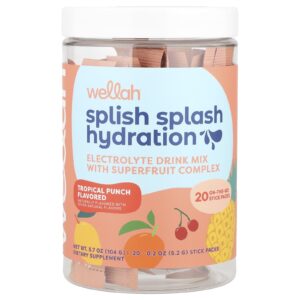 Wellah Splish Splash Hydration Ponche Tropical 20 Embalagens 52 g (02 oz) Cada