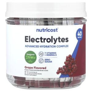 Nutricost Eletrólitos Complexo de Hidratação Avançado Uva 40 Embalagens 4 g (01 oz) Cada
