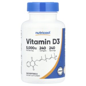 Nutricost Vitamina D3 125 mcg (5.000 UI) 240 Cápsulas Softgel