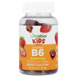 Lifeable Gomas de Vitamina B6 para Crianças Morango 50 mg 60 Gomas