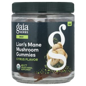 Gaia Herbs Gomas de Cogumelos Juba-de-leão Cítricos 60 Gomas