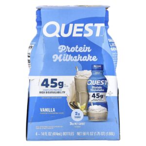 Quest Nutrition Milk Shake Proteico Baunilha 4 Frascos 414 ml (14 fl oz) Cada