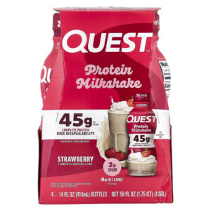 Quest Nutrition Milk Shake Proteico Morango 4 Frascos 414 ml (14 fl oz) Cada