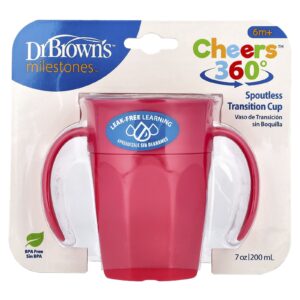 Dr. Browns Milestones™ Cheers360™ Copo Spoutless Transition A Partir de 6 Meses Rosa 200 ml (7 oz)