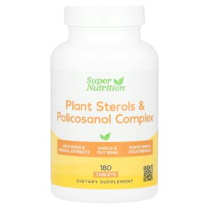 Super Nutrition Complexo de Policosanol e Esteróis Vegetais com Folato Extrato de Guggul Extrato do Germe de Soja e Farelo de Aveia 180 Comprimidos