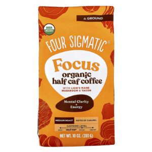 Four Sigmatic Focus Café Orgânico Semidescafeinado com Cogumelo Juba-de-Leão e Yacon Moído Torra Média 283 g (10 oz)