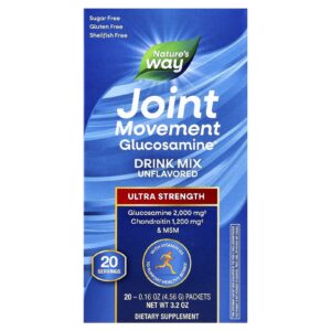 Natures Way Joint movement Glucosamine® Mistura para Bebida Ultrapotência Sem Sabor 20 pacotes 456 g (016 oz) Cada