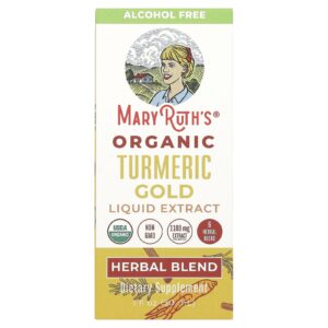 MaryRuths Extrato Líquido de Cúrcuma Gold Orgânica Sem Álcool 1.180 mg 30 ml (1 fl oz)
