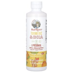 MaryRuths Suplemento Líquido Lipossomal de Cúrcuma e DHA Gengibre e Laranja 450 ml (1522 fl oz)