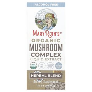 MaryRuths Extrato Líquido do Complexo de Cogumelos Orgânicos Sem Álcool 1.200 mg 30 ml (1 fl oz)