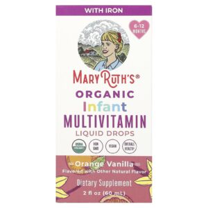 MaryRuths Multivitamínico Orgânico em Gotas para Bebês 6 a 12 Meses Laranja e Baunilha 60 ml (2 fl oz)