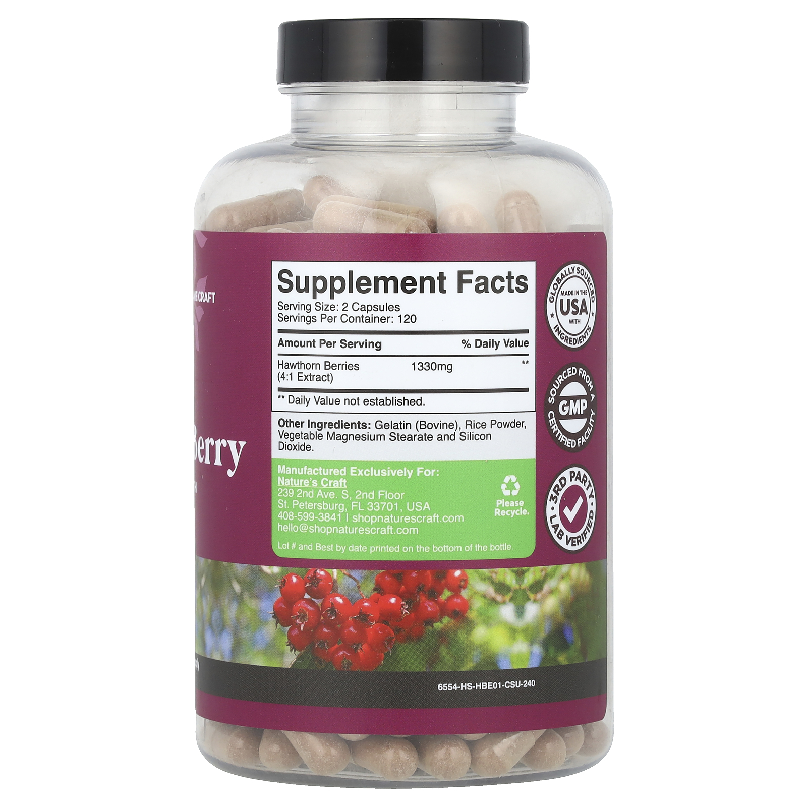 Natures Craft Baga do Espinheiro 240 Cápsulas (665 mg por Cápsula) - Imagem 2