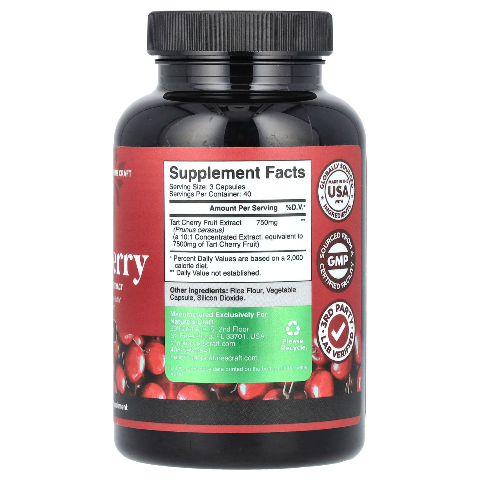 Natures Craft Cereja Azeda 120 Cápsulas (250 mg por Cápsula) - Imagem 2