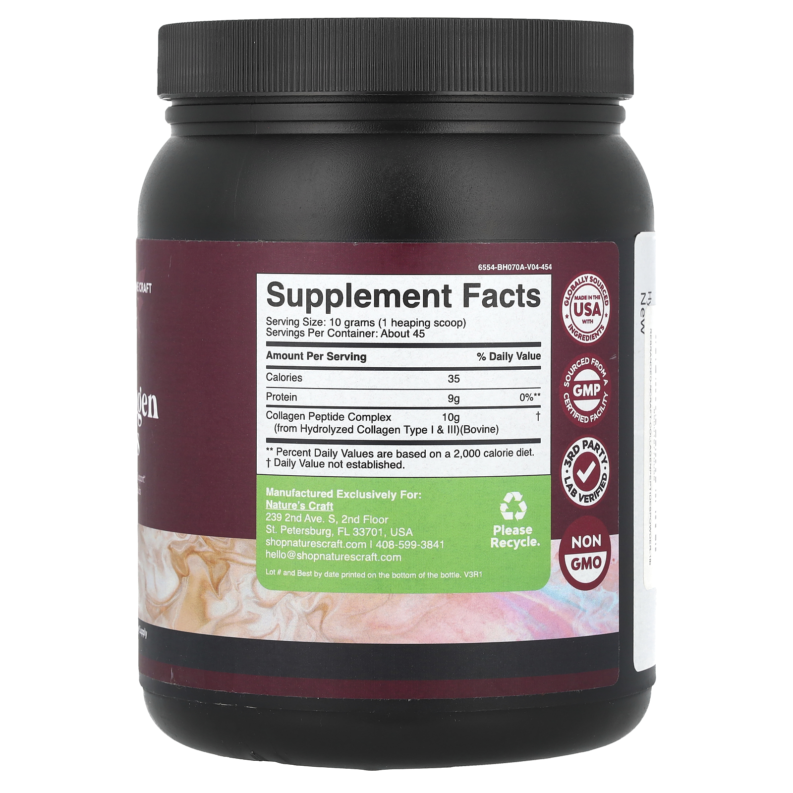 Natures Craft Peptídeos de Multicolágeno Sem Sabor 454 gramas (16 oz) - Imagem 2