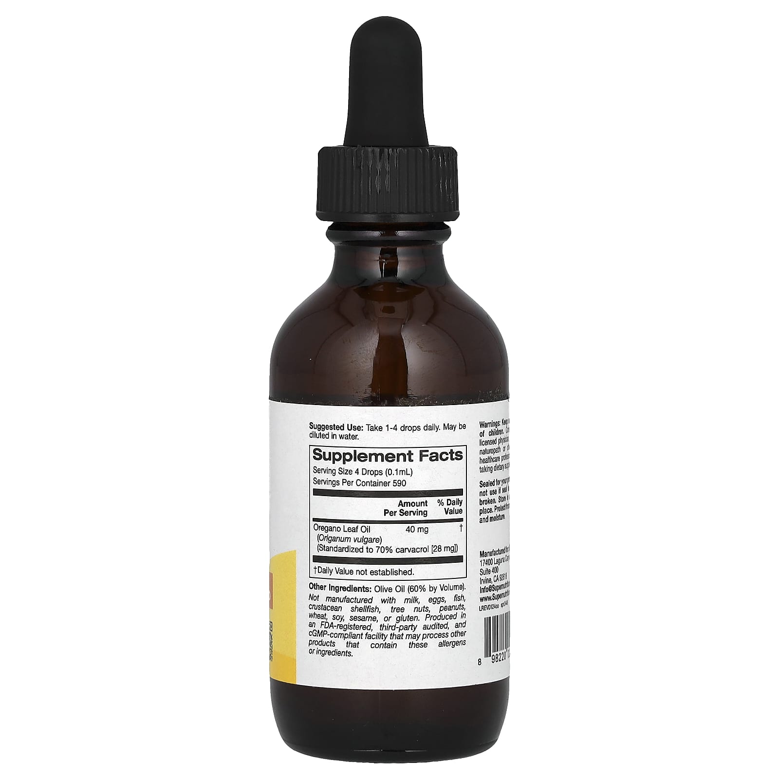 Super Nutrition Óleo de Orégano 40 mg 59 ml (2 fl oz) - Imagem 2